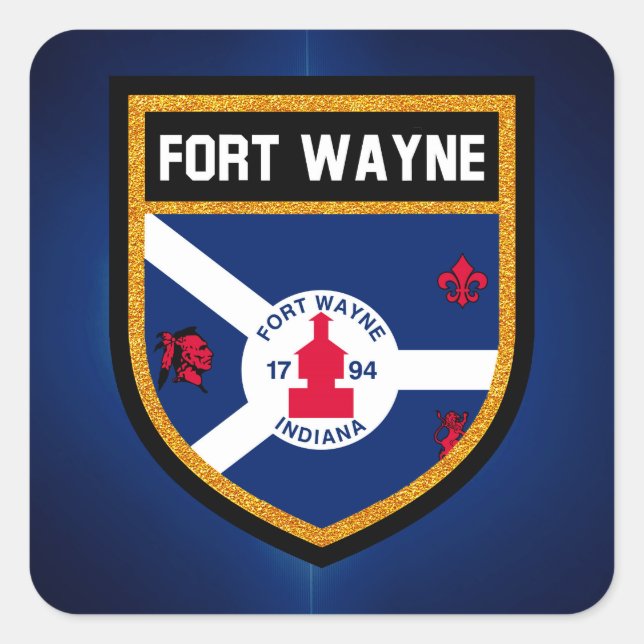Adesivo Quadrado Fort Wayne Flag (Frente)