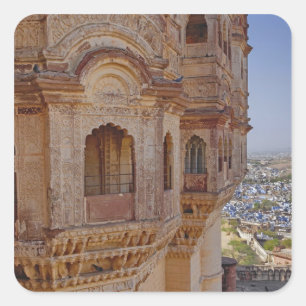 Adesivo Quadrado Forte Mehrangarh pairando sobre Jodhpur, O Azul