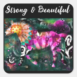 Adesivo Quadrado Forte pintura Abstrato Whimsical Horse