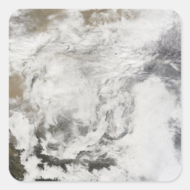 Adesivo Quadrado Forte queda de neve na China (Frente)
