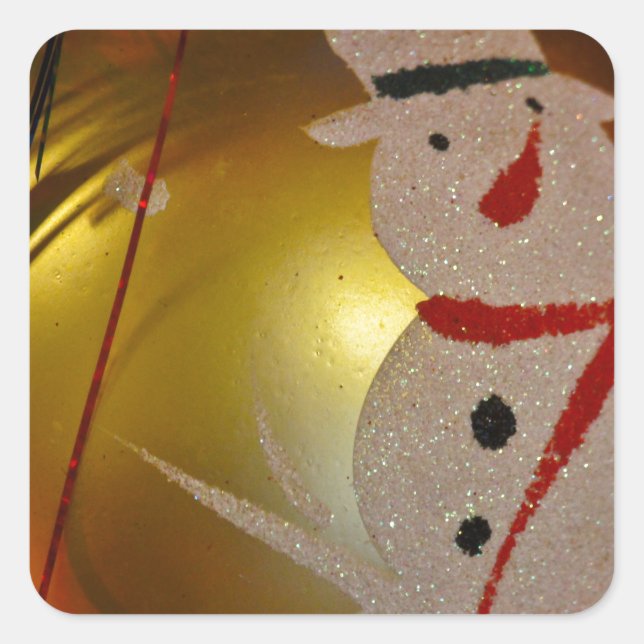 Adesivo Quadrado Fosco Snowman Ornament (Frente)