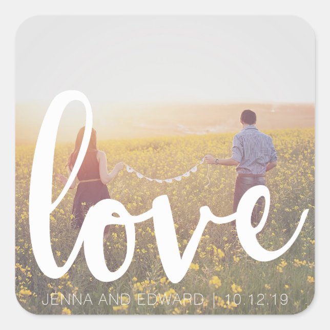 Adesivo Quadrado Foto: Amor De Casamento Casando (Frente)