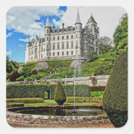 Adesivo Quadrado Foto da arquitetura do castelo de Dunrobin