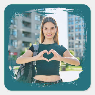 Adesivo Quadrado Foto da Borda Moderna do Teal Escuro