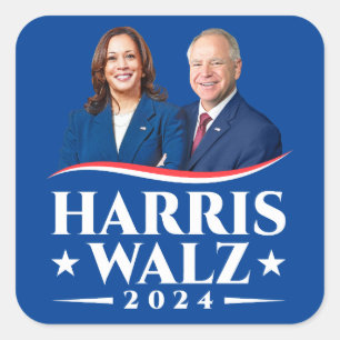 Adesivo Quadrado Foto da campanha eleitoral de Harris Walz 2024
