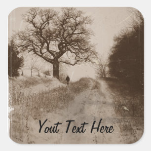 Adesivo Quadrado foto da cena de neve atmosférica no inverno