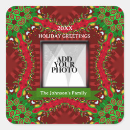 Adesivo Quadrado Foto da família de feriados felizes