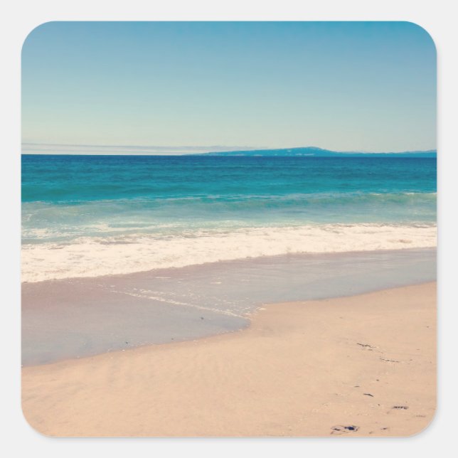 Adesivo Quadrado Foto da Praia Oceano Azul Cênica (Frente)