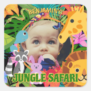 Adesivo Quadrado Foto de bebê personalizada fofinha para animais d