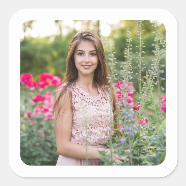 Adesivo Quadrado Foto de Borda Branca (Frente)