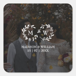 Adesivo Quadrado Foto De Casamento Branco E Preto Moderno