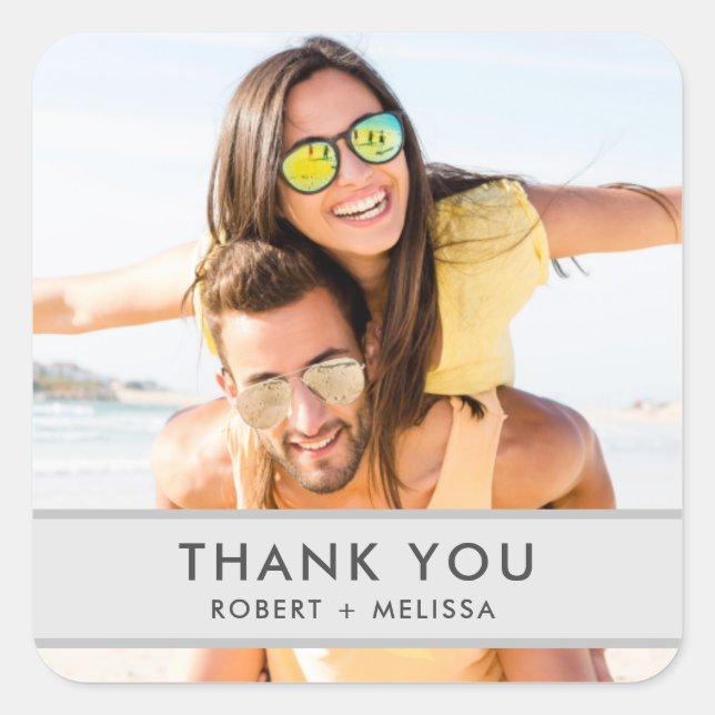 Adesivo Quadrado Foto De Casamento Obrigado Pelos Stickers (Frente)