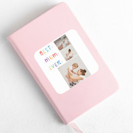 Adesivo Quadrado Foto de Colagem Moderna e Melhor Mãe Colorida Nunc