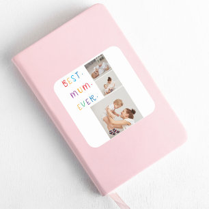 Adesivo Quadrado Foto de Colagem Moderna e Melhor Mãe Colorida Nunc