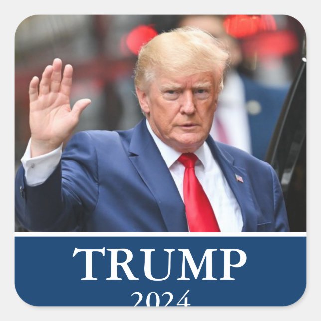 Adesivo Quadrado Foto de Donald Trump - Trump 2024 (Frente)