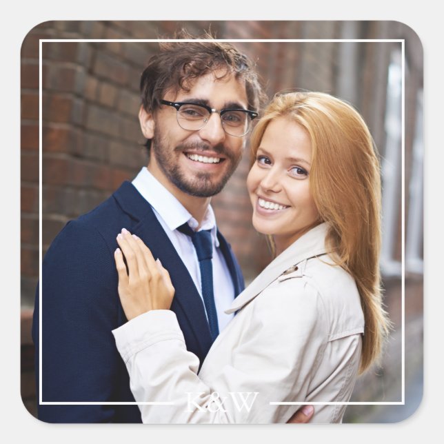 Adesivo Quadrado Foto de Monograma Moderno (Frente)