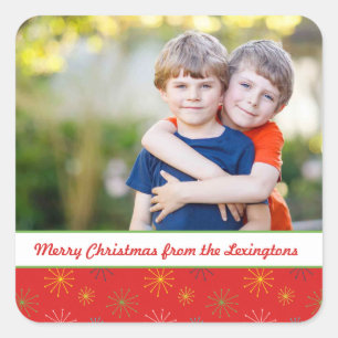 Adesivo Quadrado Foto de Natal Atômica Moderna do Meio século Verme