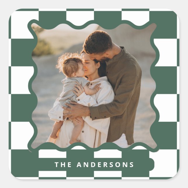 Adesivo Quadrado Foto de Natal mínima do controlo moderno das ondas (Frente)