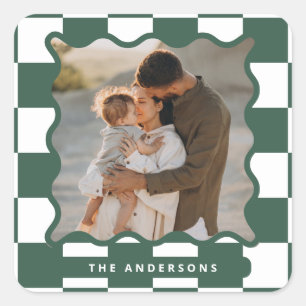 Adesivo Quadrado Foto de Natal mínima do controlo moderno das ondas