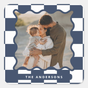 Adesivo Quadrado Foto de Natal mínima do controlo moderno das ondas