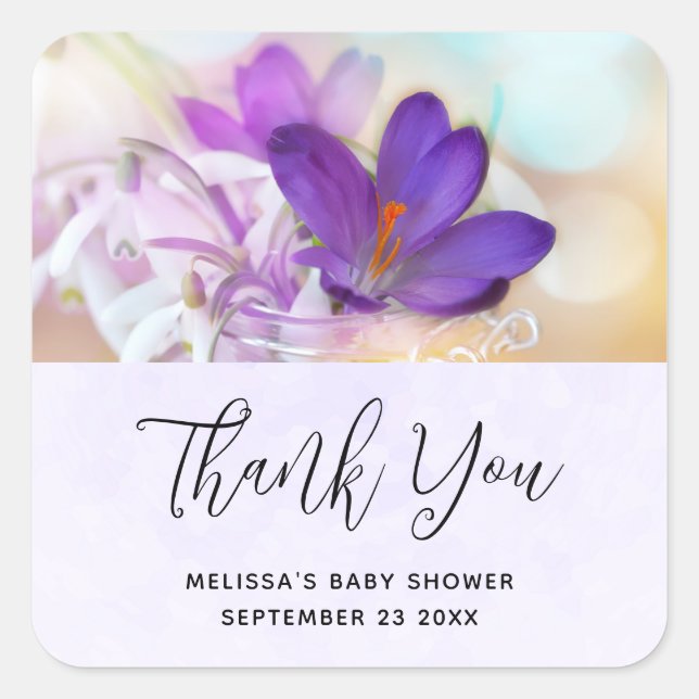 Adesivo Quadrado Foto de um evento Bonito de Primavera Roxo (Frente)