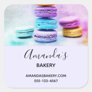 Adesivo Quadrado Foto do Colorful Macarons Business