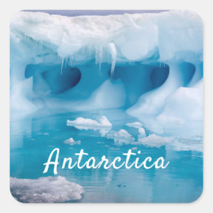 Adesivo Quadrado Foto do iceberg Antártico com texto