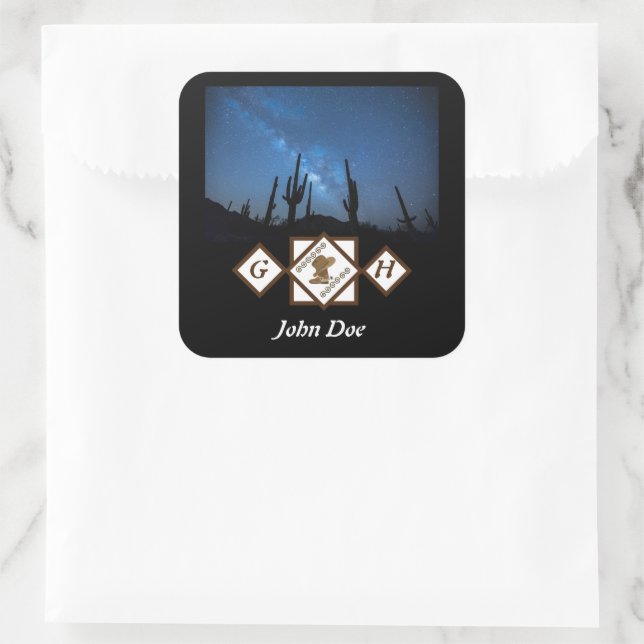 Adesivo Quadrado Foto do Monograma do Chapéu da Cowboy Boots and Co (Bolsa)