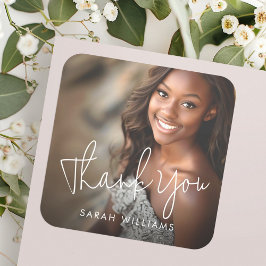 Adesivo Quadrado Foto do obrigado moderno de graduação de script