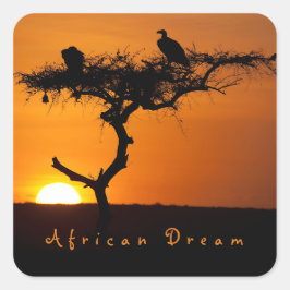Adesivo Quadrado Foto do pôr do sol Romântico Africano Dream com te