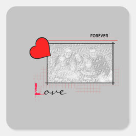 Adesivo Quadrado Foto do Red Heart Forever Love