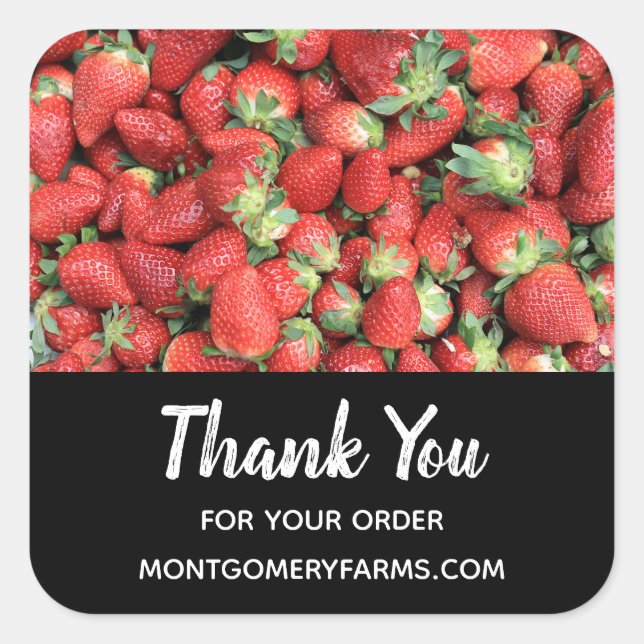 Adesivo Quadrado Foto do Red Juicy Strawberry Business (Frente)