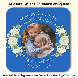 Adesivo Quadrado Foto dos seus filhos Mamãe e Papai se casando