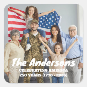 Adesivo Quadrado Foto e Texto Personalizados Celebrando 250 Anos da