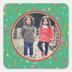 Adesivo Quadrado Foto favorita Luzes de Natal personalizadas