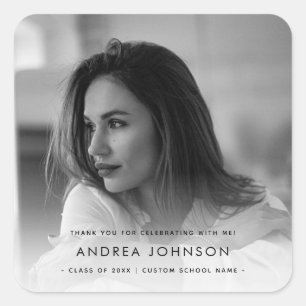 Adesivo Quadrado Foto: Festa de formatura Personalizada Obrigado