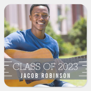 Adesivo Quadrado Foto moderna da graduação da folha de prova