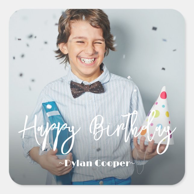 Adesivo Quadrado Foto Personalizada Aniversário (Frente)