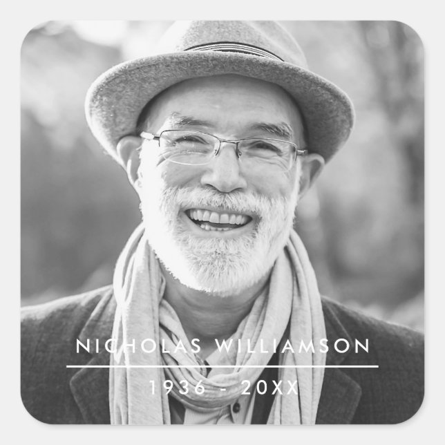 Adesivo Quadrado Foto Personalizada de Memória Simples Moderna (Frente)