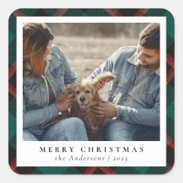 Adesivo Quadrado Foto personalizada de Natal elegante e feliz