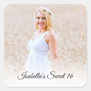 Adesivo Quadrado Foto Personalizada de Sweet Sixteen