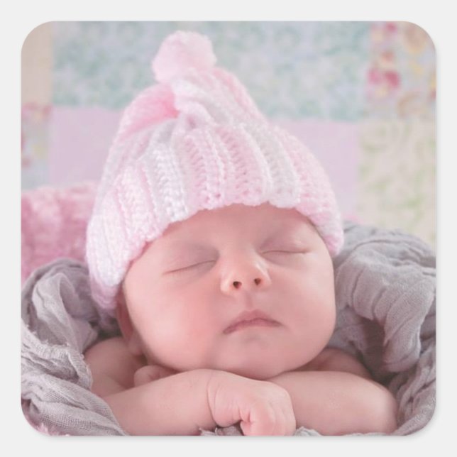 Adesivo Quadrado Foto personalizada do bebê (Frente)