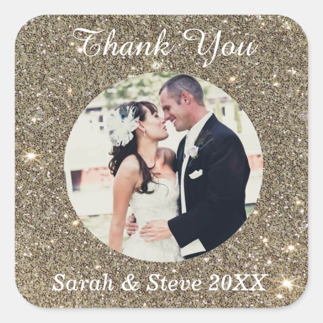 Adesivo Quadrado Foto personalizada Obrigado Stickers (Frente)