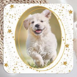 Adesivo Quadrado Foto personalizada: Pet Dog Birthday - Estrelas Do