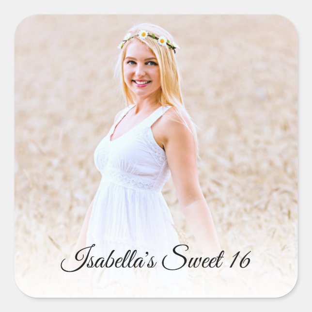 Adesivo Quadrado Foto Personalizada Sweet Sixteen (Frente)