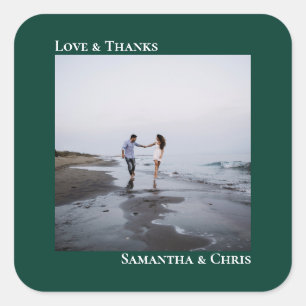 Adesivo Quadrado Foto Simples Emerald Green Love & Obrigados Casame