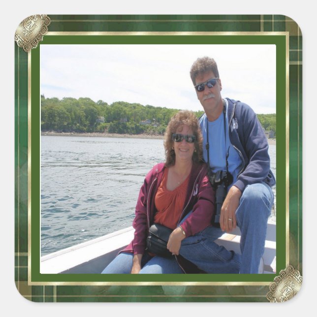 Adesivo Quadrado Foto Verde de Família Personalizada Quadro Antiqua (Frente)