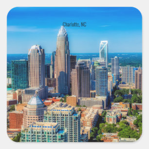 Adesivo Quadrado fotografia da paisagem urbana de Charlotte, NC