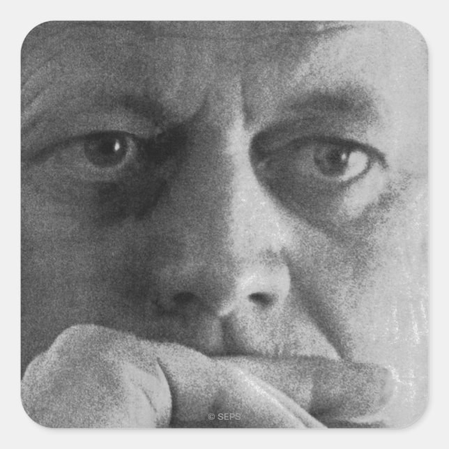 Adesivo Quadrado Fotografia de John F. Kennedy (Frente)