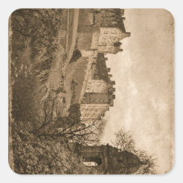 Adesivo Quadrado Fotografia Sepia do Castelo de Edimburgo